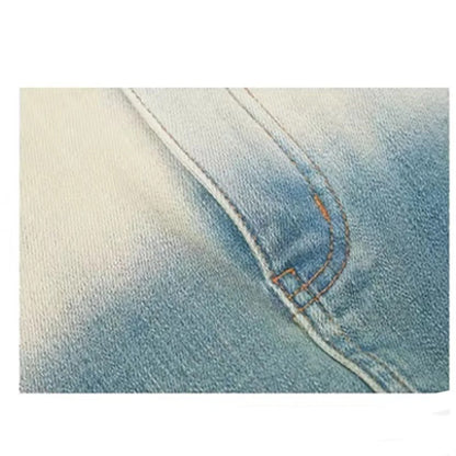 Light Wash Denim Mini Skirt with Raw Edge Waistband
