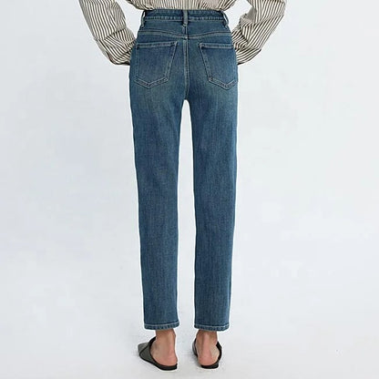 Blue Cropped Slim Straight Jeans